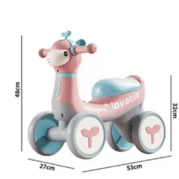 Bicicletă Roz de Echilibru cu Muzică și Baloane
