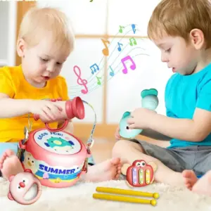 Set 5 Piese Instrumente Muzicale Roz pentru Copii 3 ani+