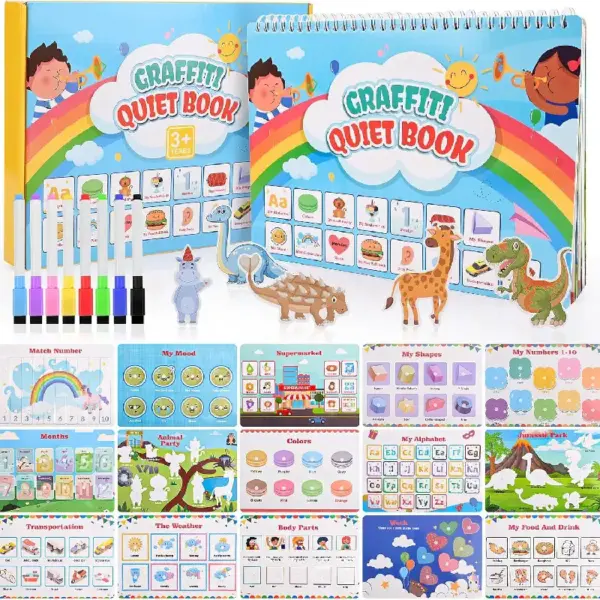Quiet Book Carte Educativa cu Stickere Reutilizabile 3 ani+