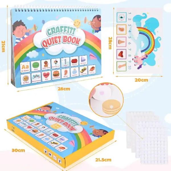 Quiet Book Carte Educativa cu Stickere Reutilizabile 3 ani+