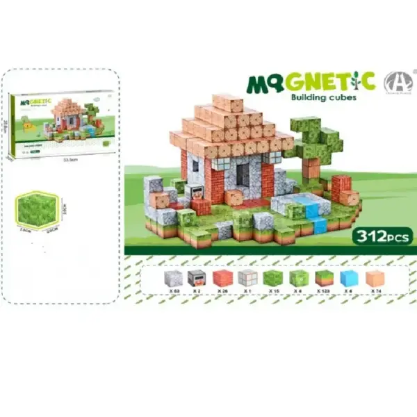 Jucarie STEM Set 312 Cuburi Magnetice Tip Minecraft