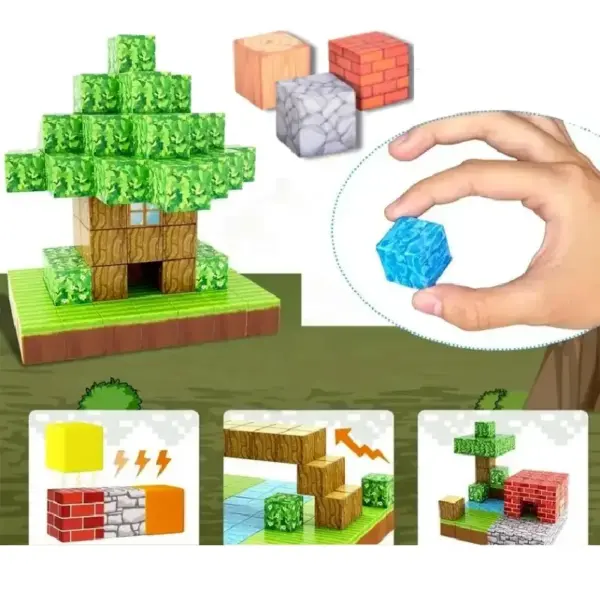 Jucarie STEM Set 275 Cuburi Magnetice Tip Minecraft