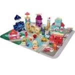 Set 100 Cuburi Mari din Lemn cu Litere si Cifre in Galetusa Sortator Set 100 Cuburi Mari din Lemn cu Litere si Cifre in Galetusa Sortator