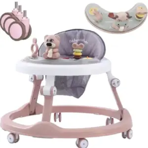 Premergător Bebe Baby Walker cu Jucării Interactive și Reglaj pe Înălțime