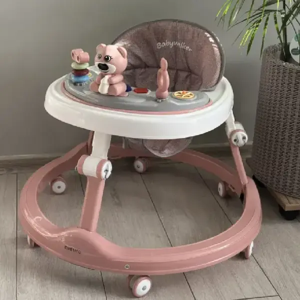 Premergător Bebe Baby Walker cu Jucării Interactive și Reglaj pe Înălțime