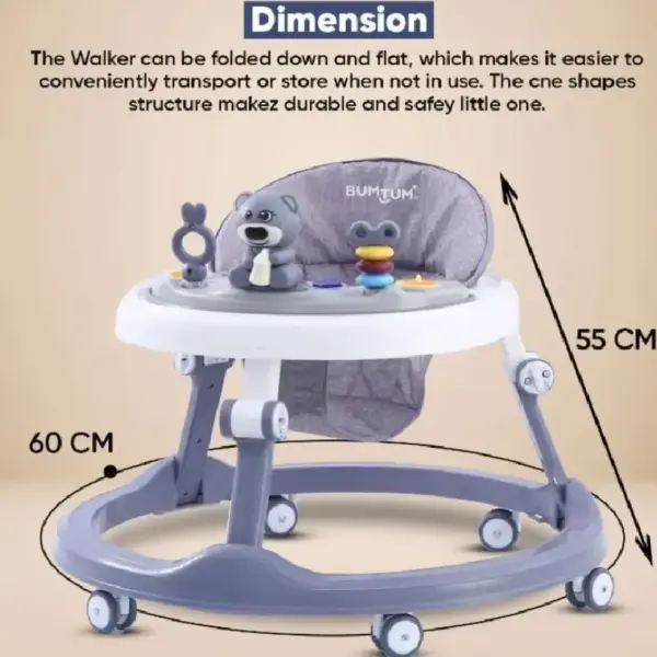 Premergător Bebe Baby Walker Gri Reglabil cu Jucării Interactive