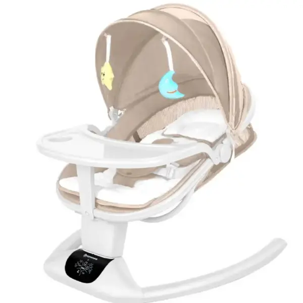 Leagăn Electric Balansoar Inteligent Bej cu Telecomanda pentru Bebe Leagăn Electric Balansoar Inteligent Bej cu Telecomanda pentru Bebe