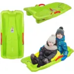 Sanie Plastic Verde cu Frane si Snur pentru Copii