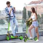 Trotineta Verde Pliabila cu Roti Mari si Frana pentru Copii