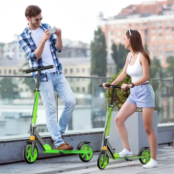 Trotineta Verde Pliabila cu Roti Mari si Frana pentru Copii