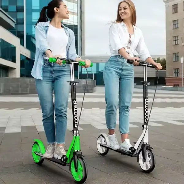 Trotinetă Pliabila Scooter Verde cu Frane si Cric pentru Copii si Adulti
