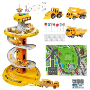 Parcare Auto cu Rampa Spirala și Masini Constructii