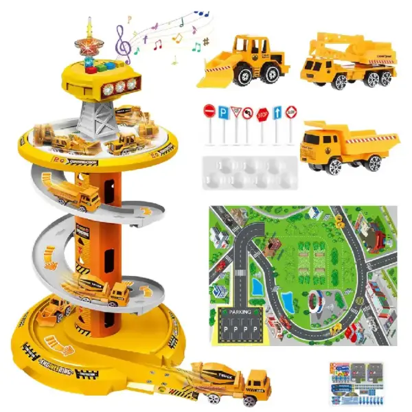 Parcare Auto cu Rampa Spirala și Masini Constructii Parcare Auto cu Rampa Spirala și Masini Constructii