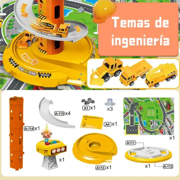 Parcare Auto cu Rampa Spirala și Masini Constructii