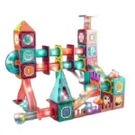 Joc STEM Constructii Magnetice cu Circuit Bile 166piese