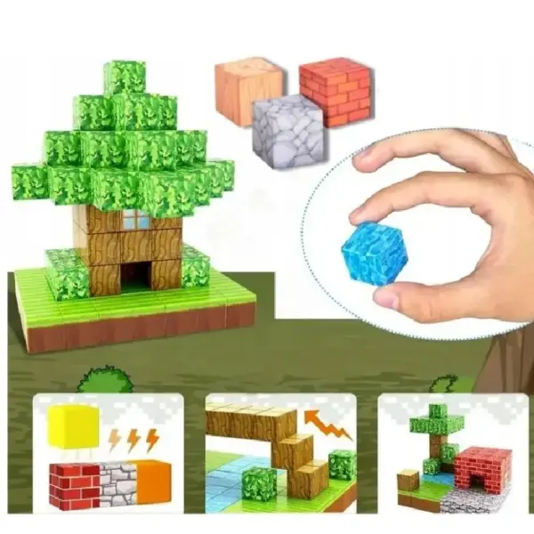 Jucarie STEM Set 117 Cuburi Magnetice Tip Minecraft