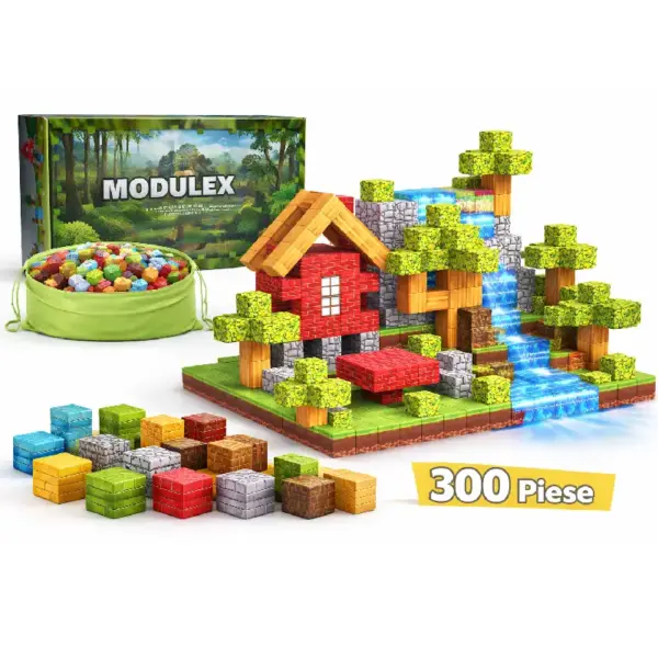 Jucarie STEM Set 300 Cuburi Magnetice Tip Minecraft Jucarie STEM Set 300 Cuburi Magnetice Tip Minecraft