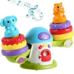Jucarie Interactiva Premium cu Inele, Animalute si Lumini pentru Bebe Jucarie Interactiva Premium cu Inele, Animalute si Lumini pentru Bebe