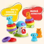 Jucarie Interactiva Premium cu Inele, Animalute si Lumini pentru Bebe Jucarie Interactiva Premium cu Inele, Animalute si Lumini pentru Bebe