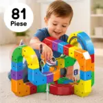 Circuit Trenulet Electric Magnetic 3D Set Constructie 81 Piese 3 ani+