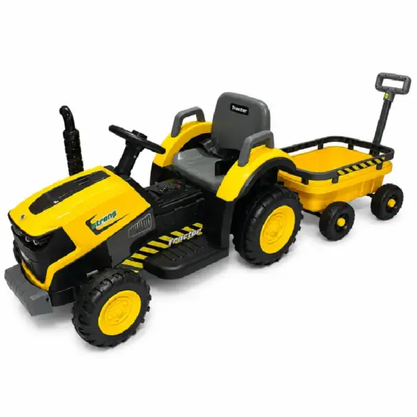 Tractor Electric cu Remorca XXL, Doua Motoare 12V, Lumini LED, Sunete Realiste pentru Copii