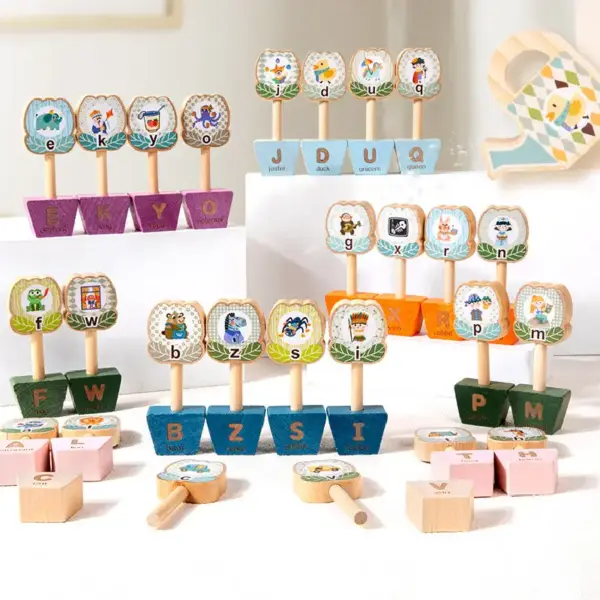 Joc Montessori Premium din Lemn – Alfabet Interactiv cu Litere si Animale Joc Montessori Premium din Lemn – Alfabet Interactiv cu Litere si Animale
