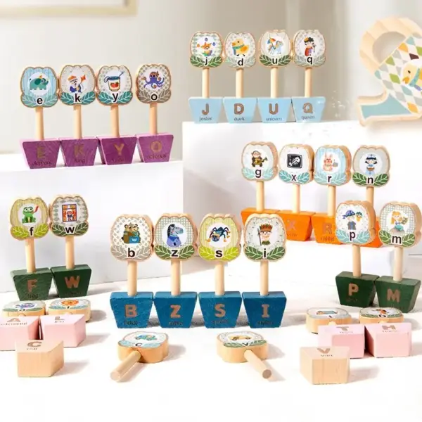 Joc Montessori Premium din Lemn – Alfabet Interactiv cu Litere si Animale