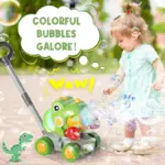 Jucarie de Impins Dinozaur cu Baloane de Sapun si Lumini LED Jucarie de Impins Dinozaur cu Baloane de Sapun si Lumini LED