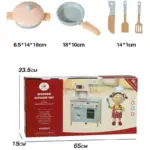Bucătărie din Lemn cu Cuptor cu Microunde, Chiuvetă și Accesorii, pentru Copii 3 Ani+ Bucătărie din Lemn cu Cuptor cu Microunde, Chiuvetă și Accesorii, pentru Copii 3 Ani+