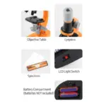 Microscop STEM cu Marire pana la 1200x pentru Copii