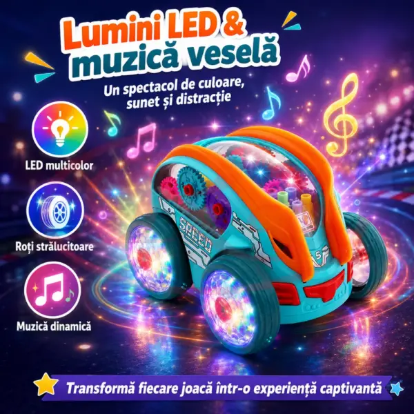 Mașinuță Stunt Turbo 360° cu Lumini LED, Muzică și Acrobații Spectaculoase