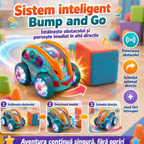 Mașinuță Stunt Turbo 360° cu Lumini LED, Muzică și Acrobații Spectaculoase
