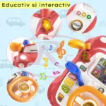 Simulator Auto Interactiv Rosu cu Volan, Lumini și Sunete pentru Copii