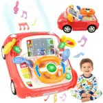 Simulator Auto Interactiv Rosu cu Volan, Lumini și Sunete pentru Copii