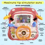 Simulator Auto Interactiv Rosu cu Volan, Lumini și Sunete pentru Copii