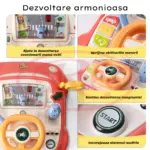 Simulator Auto Interactiv Rosu cu Volan, Lumini și Sunete pentru Copii
