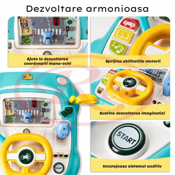 Simulator Auto Interactiv cu Volan, Lumini și Sunete pentru Copii