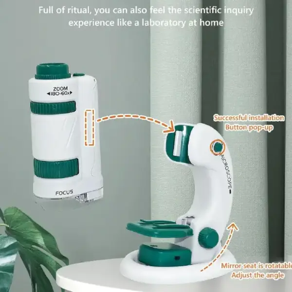 Microscop Portabil STEM pentru Copii 60X-180X cu Zoom Reglabil