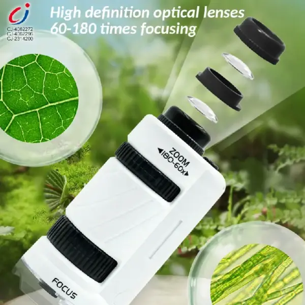 Microscop Portabil STEM 60X-180X cu Zoom Reglabil pentru Copii