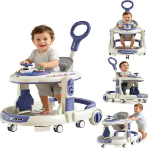 Premergator 4 in 1 OZN Albastru cu Maner Parental pentru Bebelusi