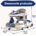 Premergator 4 in 1 OZN Albastru cu Maner Parental pentru Bebelusi