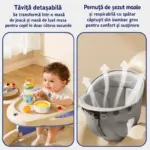 Premergator 4 in 1 OZN Albastru cu Maner Parental pentru Bebelusi