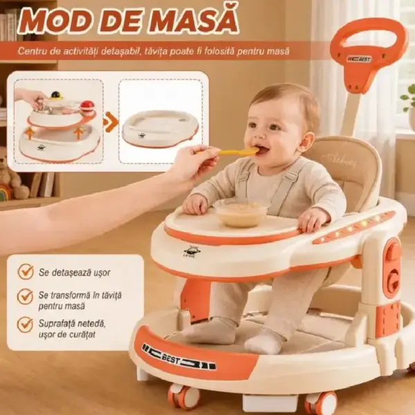 Premergator 4 in 1 OZN Portocaliu cu Maner Parental pentru Bebelusi