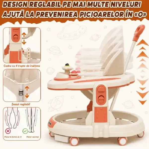 Premergator 4 in 1 OZN Portocaliu cu Maner Parental pentru Bebelusi