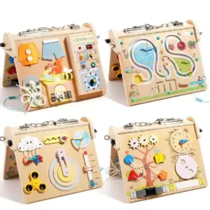 Busy Board Montessori 4 in 1 din Lemn Caratoys