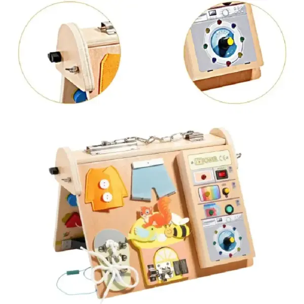 Busy Board Montessori 4 in 1 din Lemn Caratoys