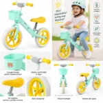 Bicicleta Fara Pedale cu Cosulet si Sa si Ghidon Reglabile pentru Copii