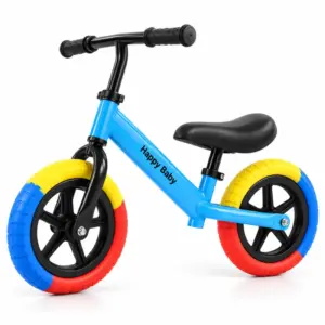 Bicicleta Fara Pedale Happy Baby pentru Copii, Roti din Spuma, Albastru Multicolor