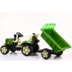 Tractor Electric Verde cu Remorca Basculabila si Telecomanda pentru Copii