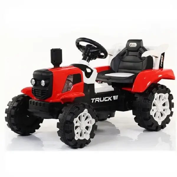 Tractor Electric Rosu cu Remorca Basculabila si Telecomanda pentru Copii